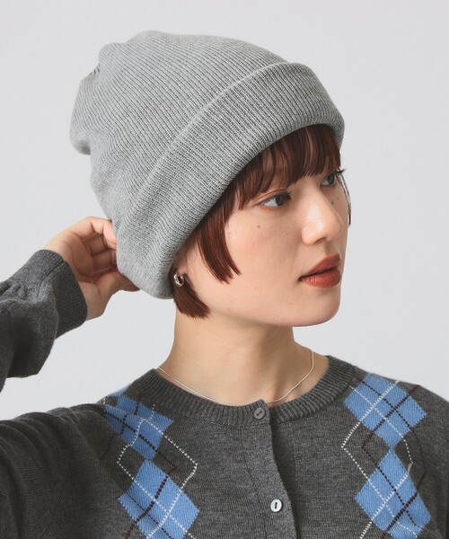 RACAL（ラカル）の「【別注】RACAL / リボン ニット帽（ニットキャップ/ビーニー・レディース・グレー/ダークブラウン/ピンク・ONE SIZE）」の4枚目の写真