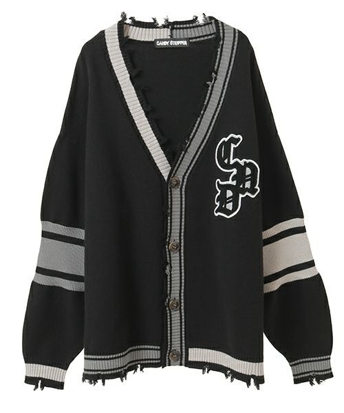 Candy Stripper(キャンディストリッパー)の「CND COLLEGE DAMAGE カーディガン(カーディガン/ボレロ・レディース・ボルドー/ブラウン/ブラック・FREE)」の1枚目の写真