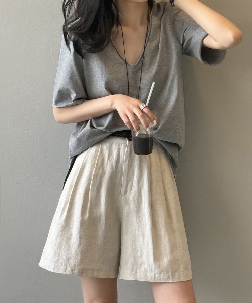 Miniministore(ミニミニストア)の「vネックtシャツ レディース 綿100%(Tシャツ/カットソー・レディース・グレー/ブラック/ライトブルー/ホワイト・FREE)」の22枚目の写真