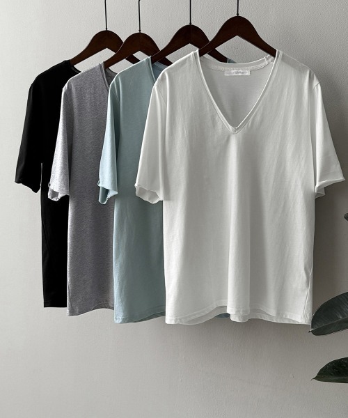 Miniministore(ミニミニストア)の「vネックtシャツ レディース 綿100%(Tシャツ/カットソー・レディース・グレー/ブラック/ライトブルー/ホワイト・FREE)」の9枚目の写真