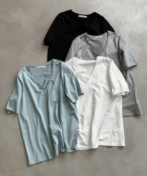 Miniministore(ミニミニストア)の「vネックtシャツ レディース 綿100%(Tシャツ/カットソー・レディース・グレー/ブラック/ライトブルー/ホワイト・FREE)」の10枚目の写真