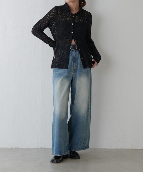 Lui's（ルイス）の「シアーレースシャツ（シャツ/ブラウス・レディース・アイボリー/ブラック/ブラウン・FREE）」の14枚目の写真