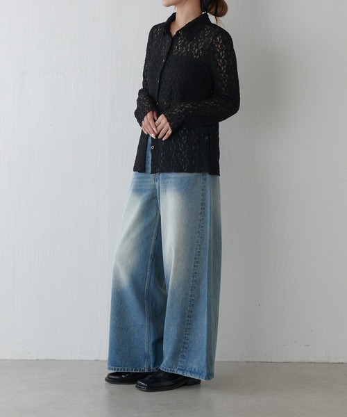 Lui's（ルイス）の「シアーレースシャツ（シャツ/ブラウス・レディース・アイボリー/ブラック/ブラウン・FREE）」の15枚目の写真