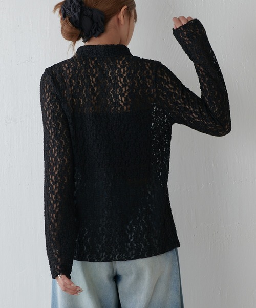 Lui's（ルイス）の「シアーレースシャツ（シャツ/ブラウス・レディース・アイボリー/ブラック/ブラウン・FREE）」の13枚目の写真