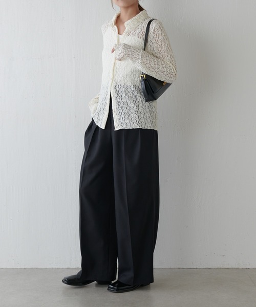 Lui's（ルイス）の「シアーレースシャツ（シャツ/ブラウス・レディース・アイボリー/ブラック/ブラウン・FREE）」の8枚目の写真