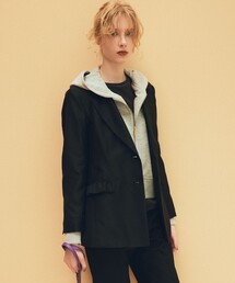 フリル付きブラックテーラードジャケット MAJESTIC LEGON（マジェスティックレゴン） ジャケット テーラード