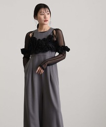 オールインワン パーティー ドレス 結婚式 二次会&ワイド3点セットラッフルビスチェセレモニー フォーマル ロング丈 オケージョンドレス お呼ばれ 同窓会 成人式