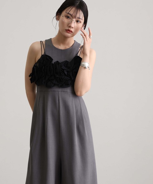 【atlo】ドレープビスチェドレス（チャコール） 結婚式 二次会 パーティー atlo】ドレープビスチェドレス（チャコール） 結婚式 二次会