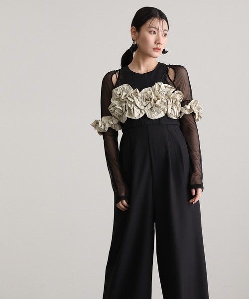 atlo（アトロ）の「オールインワン パーティー ドレス 結婚式 二次会&ワイド3点セットラッフルビスチェセレモニー フォーマル ロング丈 オケージョンドレス お呼ばれ 同窓会 成人式 （パンツドレス・レディース・ベージュ/ベージュ系その他/グレー・M）」の13枚目の写真