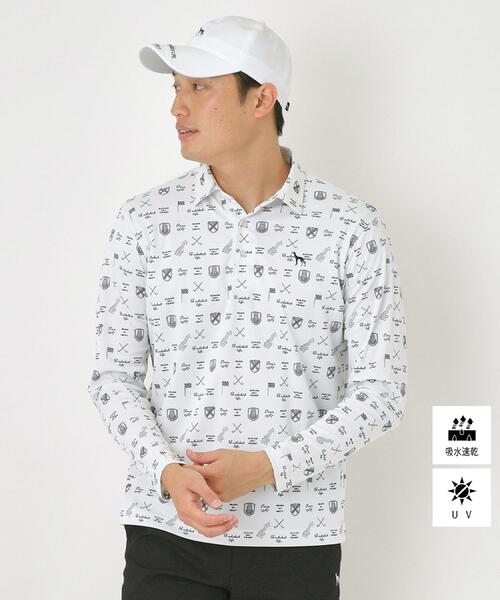 adabat(アダバット)の「【UV/吸水速乾】クラブプリント長袖ポロシャツ(ポロシャツ・メンズ・ライトグレー系/ブラック系/ホワイト系1・52/50/48/46)」の1枚目の写真