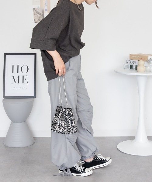 RCD(アールシーディー)の「コットンワッフル7分袖ドルマンTシャツ(Tシャツ/カットソー・レディース・ブラック/パープル/ネイビー/ホワイト/杢グレー/チャコールグレー・M-L/LL~3L/4L~5L)」の12枚目の写真