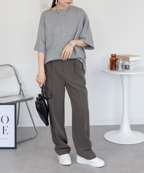 RCD(アールシーディー)の「コットンワッフル7分袖ドルマンTシャツ(Tシャツ/カットソー・レディース・ブラック/パープル/ネイビー/ホワイト/杢グレー/チャコールグレー・M-L/LL~3L/4L~5L)」の17枚目の写真