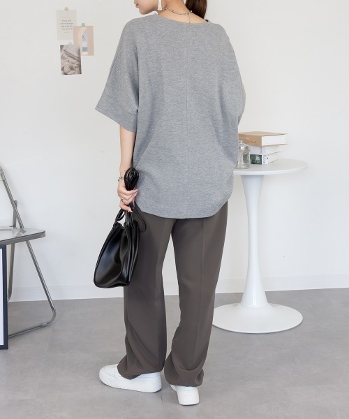 RCD(アールシーディー)の「コットンワッフル7分袖ドルマンTシャツ(Tシャツ/カットソー・レディース・ブラック/パープル/ネイビー/ホワイト/杢グレー/チャコールグレー・M-L/LL~3L/4L~5L)」の19枚目の写真