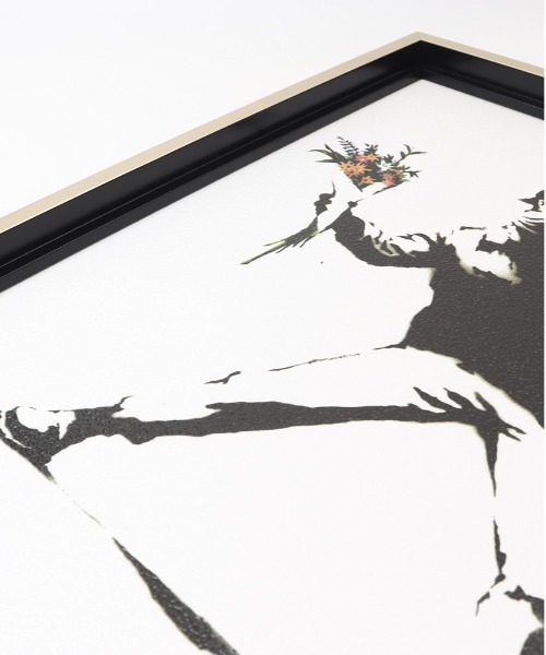 シンスケ　額装　death nyc 世界限定　バンクシー　フラワーボンバー バンクシー フラワーボンバー バンクシー 絵 フラワーボンバー 約 43cm