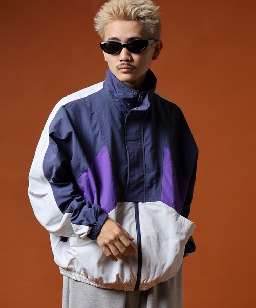 スポーティーカラーブロックウィンドブレーカー（ナイロンジャケット