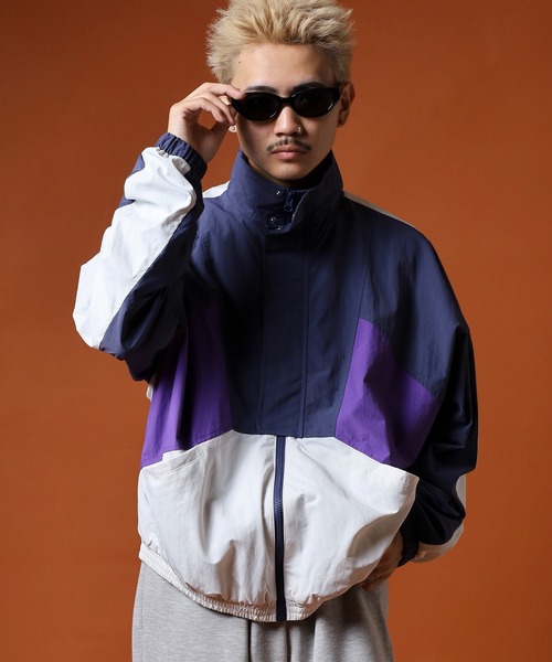 セール】スポーティーカラーブロックウィンドブレーカー（ナイロン