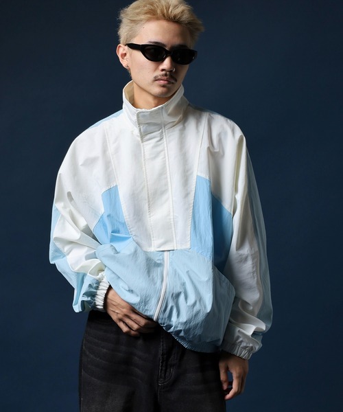 セール】スポーティーカラーブロックウィンドブレーカー（ナイロン