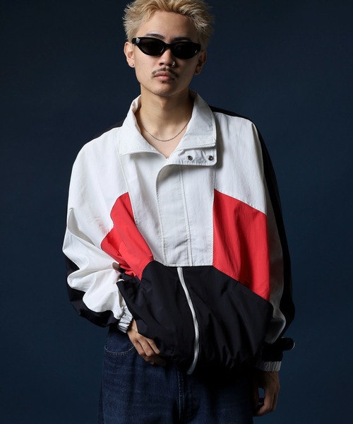 セール】スポーティーカラーブロックウィンドブレーカー（ナイロン