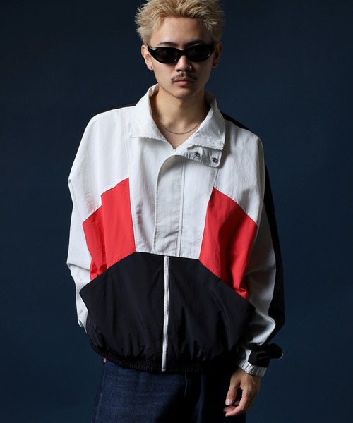 セール】スポーティーカラーブロックウィンドブレーカー（ナイロン