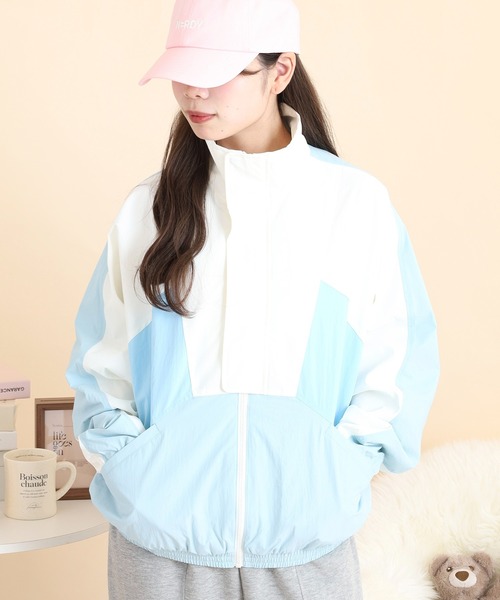 スポーティーカラーブロックウィンドブレーカー（ナイロンジャケット