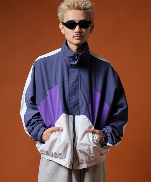 カラーブロック ナイロンジャケット スポーティーカラーブロックウィンドブレーカー（ナイロンジャケット