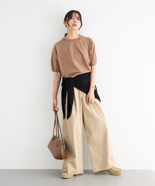 BARNYARDSTORM（バンヤードストーム）の「BARNYARDSTORM / タックワイドチノストレッチパンツ【JAPAN FABRIC】 / マシンウォッシャブル（チノパンツ・レディース・チャコールグレー/ベージュ・S/M）」の5枚目の写真