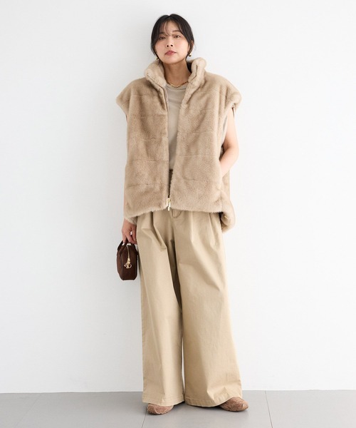 BARNYARDSTORM（バンヤードストーム）の「BARNYARDSTORM / タックワイドチノストレッチパンツ【JAPAN FABRIC】 / マシンウォッシャブル（チノパンツ・レディース・チャコールグレー/ベージュ・S/M）」の6枚目の写真