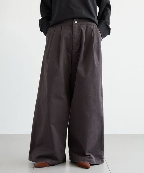 BARNYARDSTORM（バンヤードストーム）の「BARNYARDSTORM / タックワイドチノストレッチパンツ【JAPAN FABRIC】 / マシンウォッシャブル（チノパンツ・レディース・チャコールグレー/ベージュ・S/M）」の7枚目の写真