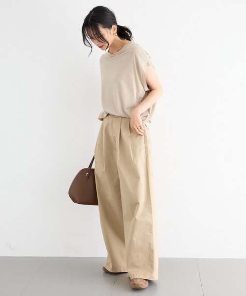 BARNYARDSTORM（バンヤードストーム）の「BARNYARDSTORM / タックワイドチノストレッチパンツ【JAPAN FABRIC】 / マシンウォッシャブル（チノパンツ・レディース・チャコールグレー/ベージュ・S/M）」の14枚目の写真