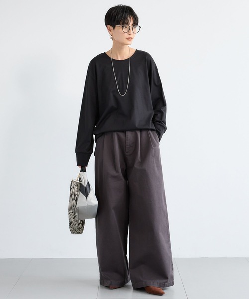 BARNYARDSTORM（バンヤードストーム）の「BARNYARDSTORM / タックワイドチノストレッチパンツ【JAPAN FABRIC】 / マシンウォッシャブル（チノパンツ・レディース・チャコールグレー/ベージュ・S/M）」の18枚目の写真