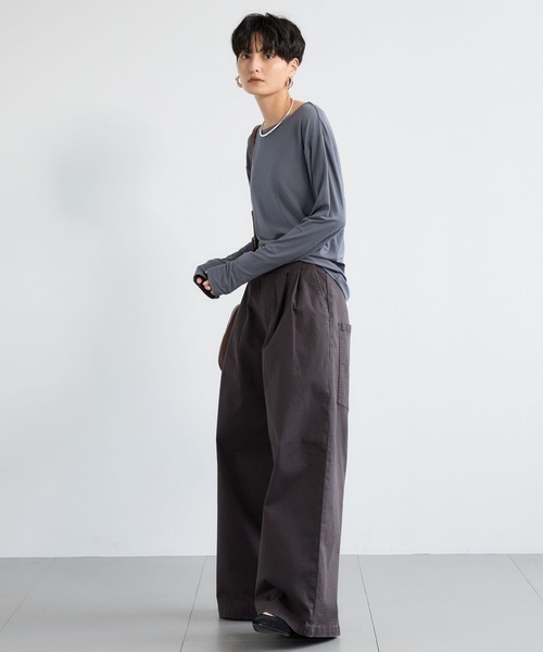 BARNYARDSTORM（バンヤードストーム）の「BARNYARDSTORM / タックワイドチノストレッチパンツ【JAPAN FABRIC】 / マシンウォッシャブル（チノパンツ・レディース・チャコールグレー/ベージュ・S/M）」の20枚目の写真