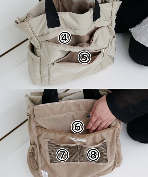 DISCOAT（ディスコート）の「ユーティリティパフィビッグトートバッグ（トートバッグ・レディース・ブラック/チャコールグレー/ベージュ・FREE）」の19枚目の写真