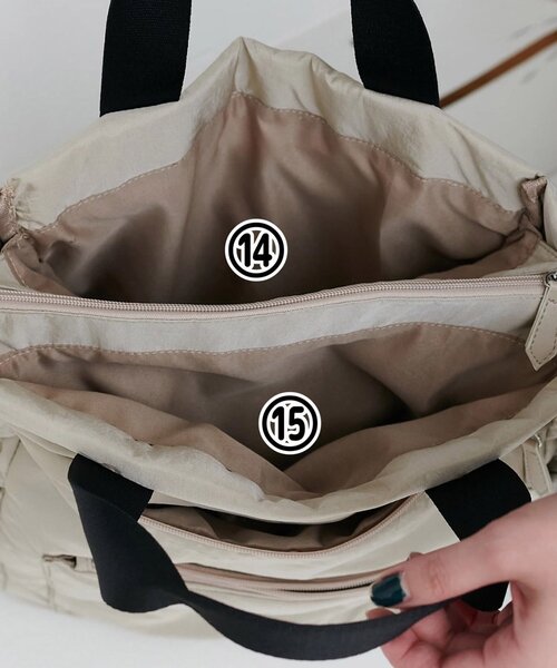 DISCOAT（ディスコート）の「ユーティリティパフィビッグトートバッグ（トートバッグ・レディース・ブラック/チャコールグレー/ベージュ・FREE）」の22枚目の写真