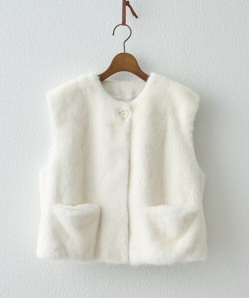 BEARDSLEY（ビアズリー）の「《15 quinze》ミンクベスト（ベスト・レディース・ホワイト・FREE）」の21枚目の写真