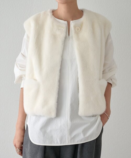 BEARDSLEY（ビアズリー）の「《15 quinze》ミンクベスト（ベスト・レディース・ホワイト・FREE）」の20枚目の写真