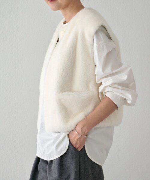 BEARDSLEY（ビアズリー）の「《15 quinze》ミンクベスト（ベスト・レディース・ホワイト・FREE）」の19枚目の写真