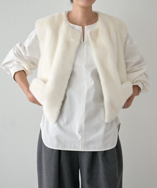 BEARDSLEY（ビアズリー）の「《15 quinze》ミンクベスト（ベスト・レディース・ホワイト・FREE）」の16枚目の写真