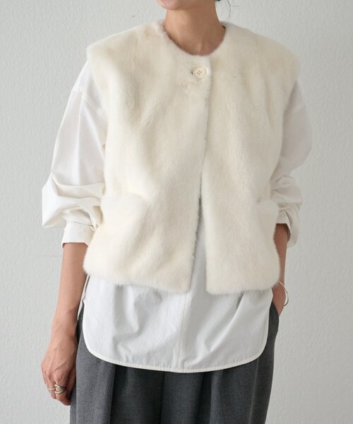 BEARDSLEY（ビアズリー）の「《15 quinze》ミンクベスト（ベスト・レディース・ホワイト・FREE）」の9枚目の写真