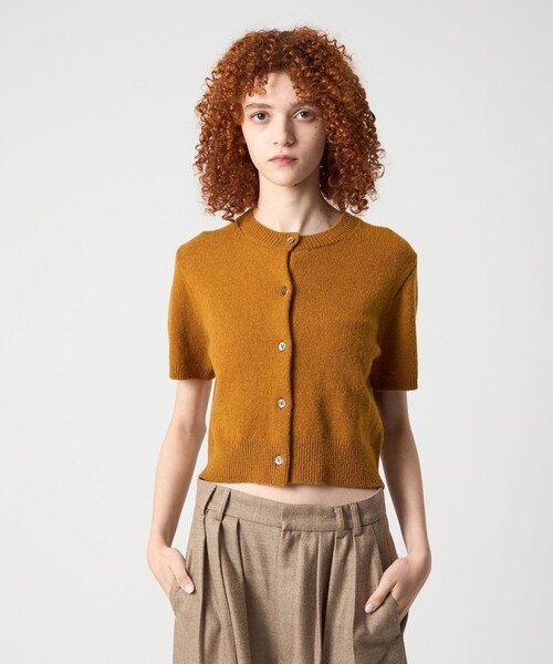 6(ROKU)＞コンパクト ショートスリーブ カーディガン ニット