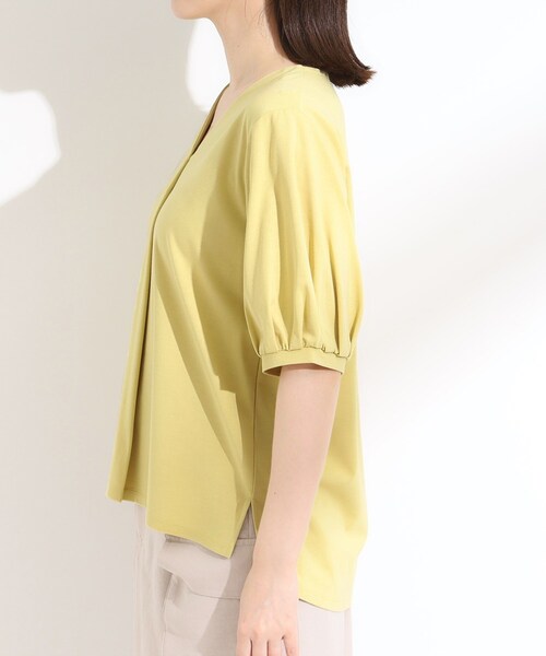 DRESKIP(ドレスキップ)の「【S-LL/ひんやり/UV】スキッパーネックで女性らしい きれい見えトップス(Tシャツ/カットソー・レディース・ブラック/イエロー/オフホワイト・04/03/02/01)」の17枚目の写真