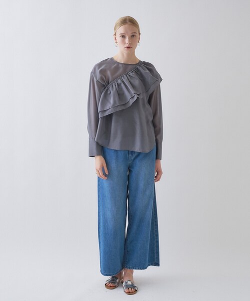 cloenc(クロエンス)の「【手洗い可】4wayフリル付きブラウス(シャツ/ブラウス・レディース・サックスブルー/ダークグレー/ベージュ・02)」の11枚目の写真