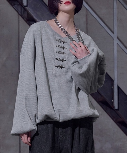 狐独（コドク）の「ファイヤーフックワッフルロンT（Tシャツ/カットソー・メンズ・ブルー系その他/ブラック/パープル/ライトグレー/アイボリー・LARGE/MEDIUM）」の4枚目の写真