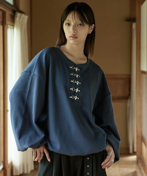 狐独（コドク）の「ファイヤーフックワッフルロンT（Tシャツ/カットソー・メンズ・ブルー系その他/ブラック/パープル/ライトグレー/アイボリー・LARGE/MEDIUM）」の8枚目の写真