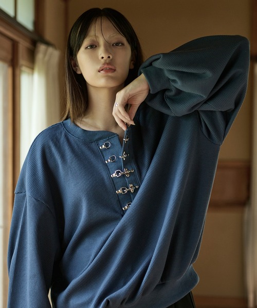 狐独（コドク）の「ファイヤーフックワッフルロンT（Tシャツ/カットソー・メンズ・ブルー系その他/ブラック/パープル/ライトグレー/アイボリー・LARGE/MEDIUM）」の9枚目の写真