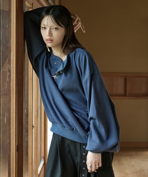 狐独（コドク）の「ファイヤーフックワッフルロンT（Tシャツ/カットソー・メンズ・ブルー系その他/ブラック/パープル/ライトグレー/アイボリー・LARGE/MEDIUM）」の10枚目の写真