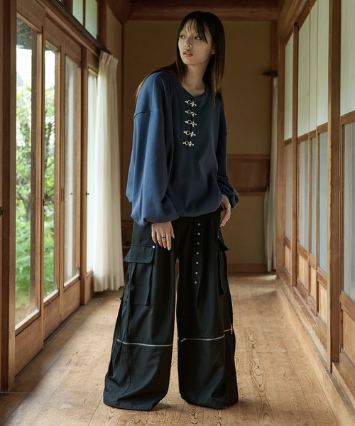 狐独（コドク）の「ファイヤーフックワッフルロンT（Tシャツ/カットソー・メンズ・ブルー系その他/ブラック/パープル/ライトグレー/アイボリー・LARGE/MEDIUM）」の14枚目の写真