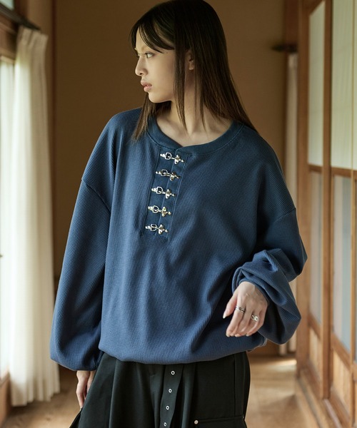 ファイヤーフックワッフルロンT（Tシャツ/カットソー）｜狐独（コドク