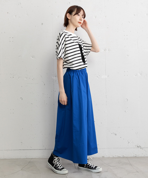 POU DOU DOU(プードゥドゥ)の「コットンツイルフレアキュロット(その他パンツ・レディース・グリーン/ブルー/ネイビー・M)」の7枚目の写真