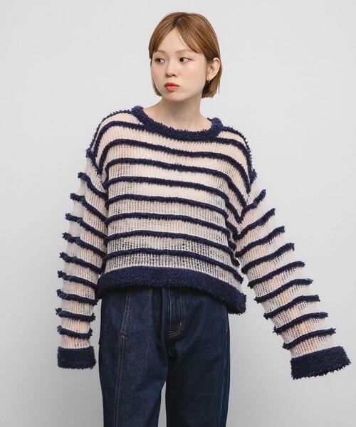 セール】シアーボーダーニット（ニット/セーター）｜KBF（ケイビーエフ