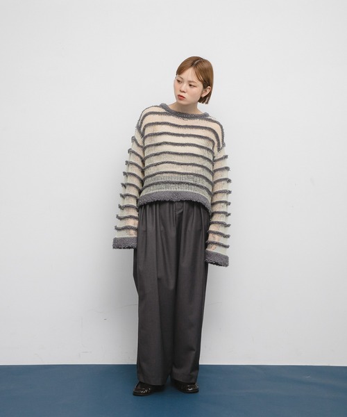 ボーダーニットF 楽天市場】【SALE／20%OFF】(M)フトボーダーニットPO niko and